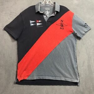 Vintage Nautica Rugby Shirt Mens Large Slim Sailing Nautical Faded